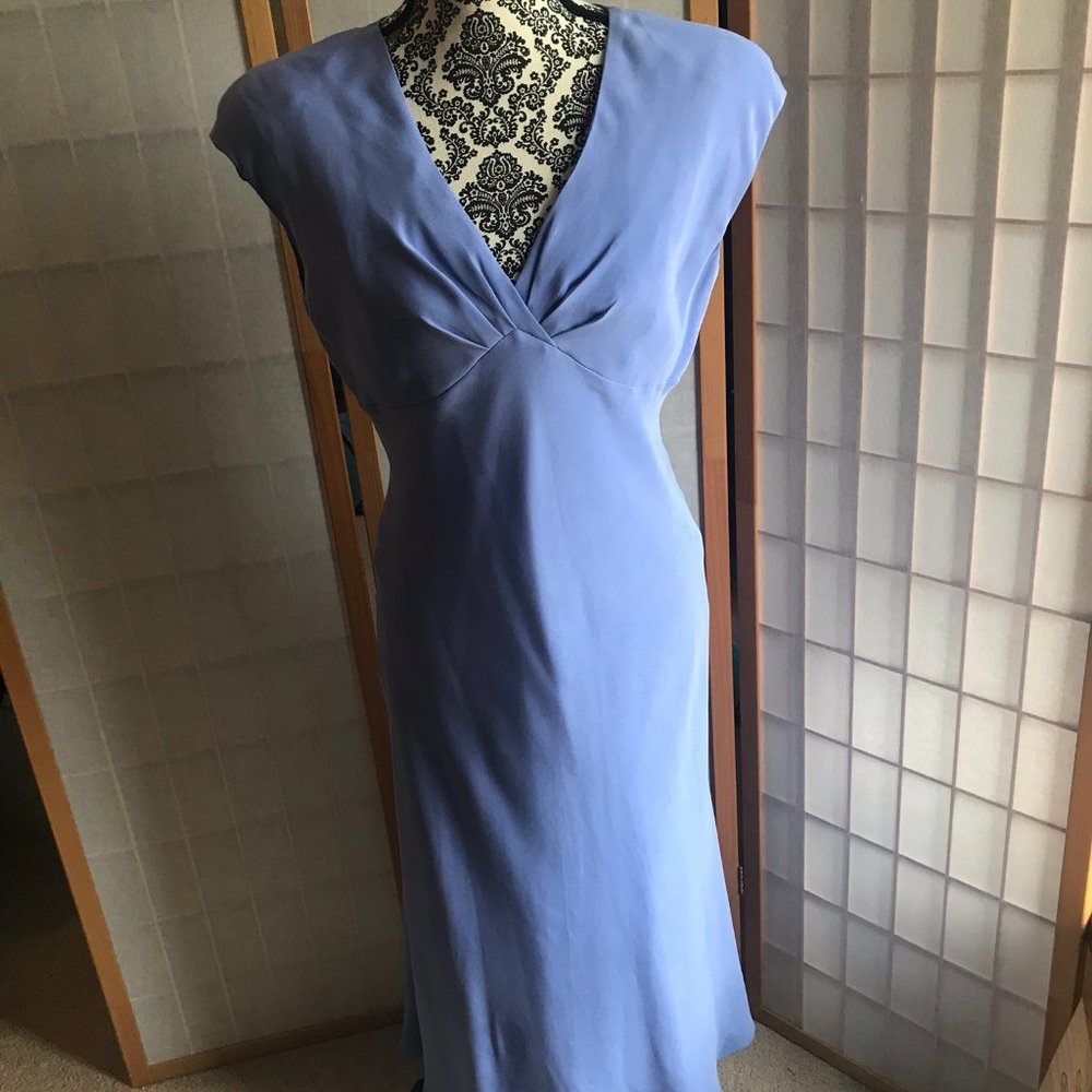 Silk dress; lavender dress; dress with long skirt